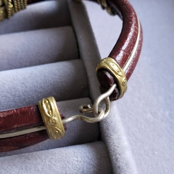 Vintage Ethnic Artesian Leather Copper Rope Twist Adjustable Bracelet - Picture 7 of 10